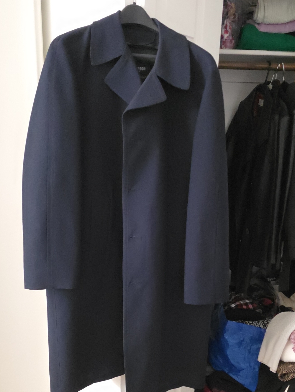 London Fog Navy Pea Coat - Classic Men's Wool Blend